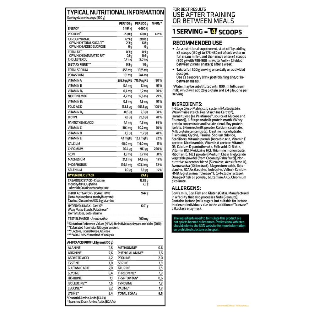 Usn Nutrition Hyperbolic Mass (2000 gr)