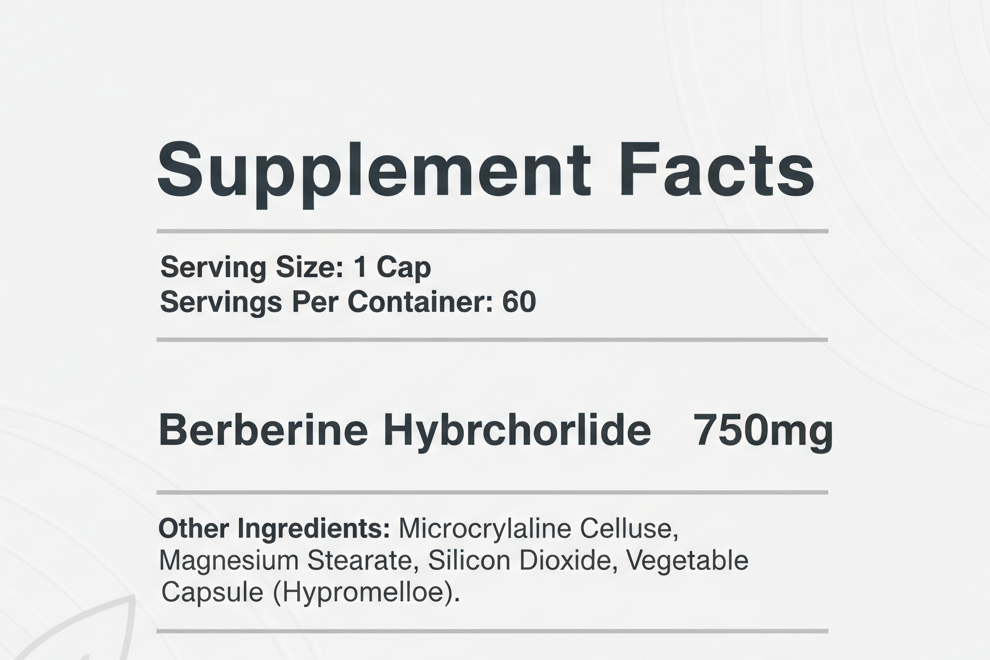 Roswell Nutrition Berberine HCL 750 mg (60 Caps)