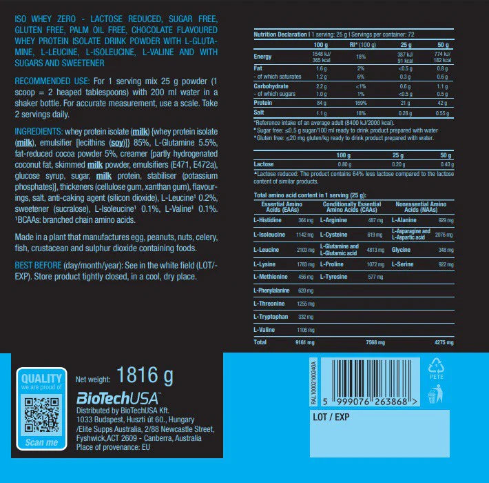 BioTech USA Iso Whey Zero 908g