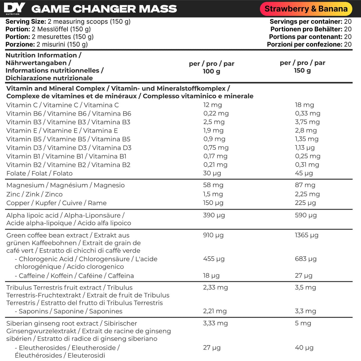 Dorian Yates Nutrition Game Changer Mass (3000 gr)